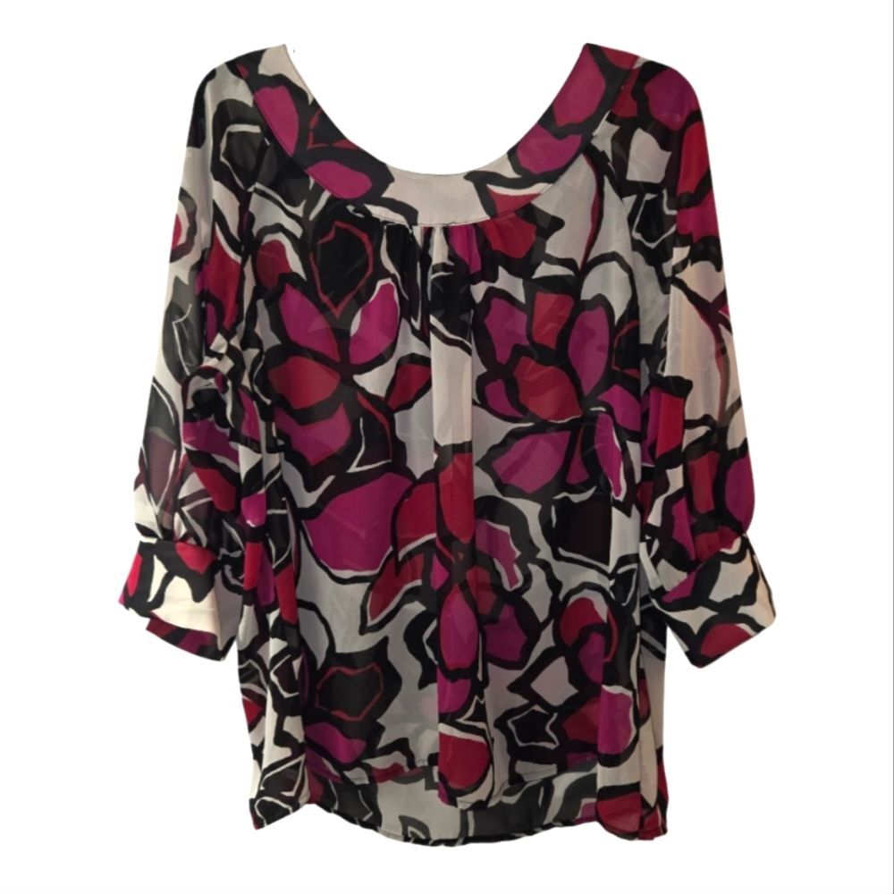 Worthington Rose Floral Sheer Blouse